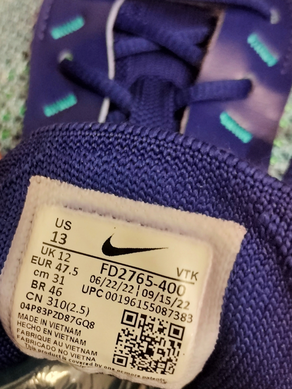 Nike Men's Air Max Flyknit Racer Sneakers. Royal Blue/Algae. Size 13 - Picture 8 of 9